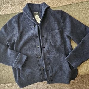 Todd Snyder Navy Boiled Wool Shawl Cardigan